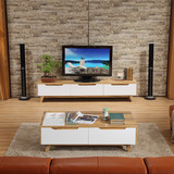 北欧原木色实木茶几白色烤漆长方形小户型现代客厅电视柜抽屉茶桌