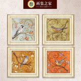 喜鹊油画欧式 客厅三联组合挂画动物图案卧室花鸟装饰画餐厅简约