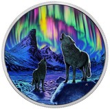 加拿大2016年 北极狼嚎 荧光炫彩精制银币
