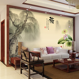 中式大型壁画墙画 中国风水墨荷花 客厅沙发卧室电视背景墙纸壁纸