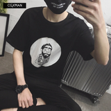 2016夏季新款韩版男士短袖 男T恤卡通印花短袖男圆领宽松半袖潮流