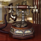 包邮老式家用仿古电话机欧式实木金属铃声转盘电话复古电话机座机