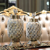 新古典欧式简欧美式样板间家居饰品装饰品茶几陶瓷摆件烛台储物罐