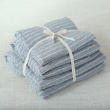 新疆天竺棉床上用品四件套被套床单针织棉床笠日式简约条纹三件套