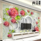 画壁3d立体简约花卉客厅卧室电视背景墙纸大型壁画无缝无纺布玫瑰