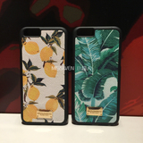 新款意大利大牌DG苹果6s树叶柠檬印花皮质iphone6/6plus手机壳潮