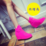 糖果色帆布鞋女学生鞋夏季韩版休闲内增高弹力莱卡透气平底系带鞋