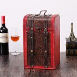复古红酒皮盒枫叶纹四支仿古礼盒高档红酒盒4只装葡萄酒包装盒子