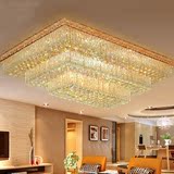 大气欧式长方形水晶灯遥控酒店工程大厅创意别墅客厅吸顶灯变色