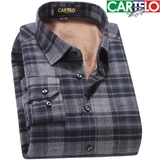 CARTELO/卡帝乐鳄鱼保暖衬衫 加绒加厚保暖衬衣 男士长袖保暖衬衫