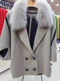 2015新款羊绒女装披肩蝙蝠衫短款羊绒外套狐狸毛领真毛领