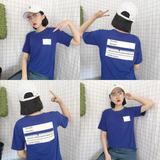 韩版学院风夏装新款女装短袖印花 T恤女字母学生装体恤情侣装上衣