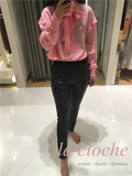 『La cloche』 pinko 16早秋 甜美荷叶边系带衬衫女 法国代购