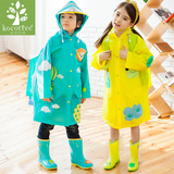 新代购韩国Koco正品男女童雨衣环保带书包位儿童小学生长款雨披