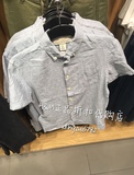 H&M HM男装专柜正品代购 4月 暗纹棉布修身短袖衬衫 7折