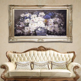 恒艺轩手绘油画客厅欧式装饰画餐厅玄关壁画卧室有框画花卉现代