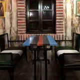 工业风复古铁艺水管做旧咖啡厅酒吧桌卡座沙发桌椅组合