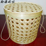 七子饼普洱茶收纳框 桶 竹篓 竹筐 越南进口竹编茶叶罐 茶包装桶