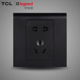 TCL罗格朗开关插座开关面板墙壁开关插座K5黑色系列五孔插座特价