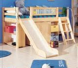 欧式实木儿童床滑梯组合带护栏床松木田园时尚床婴儿公主小孩床