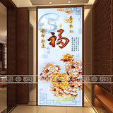 中式风格 艺术玻璃 雕刻工艺 玄关背景 屏风隔断 牡丹花 福和顺