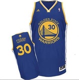 正品NBA篮球衣金州勇士队30号库里蓝白色 刺绣篮球服