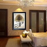 幸福树美式玄关装饰画欧式客厅卧室玄关壁挂画黑白简约新古典壁画