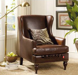 特价欧式古典单人沙发椅子真皮老虎椅美式实木复古家具高档休闲椅
