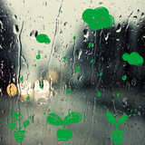 清新绿色春雨小盆栽墙贴 客厅背景贴墙纸帖墙绘墙纸 自粘墙纸贴画