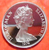 MAENDAO --  马恩岛 1974年 1克朗 丘吉尔诞辰100周年纪念 大银币