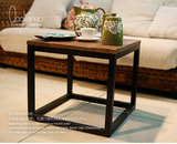 美式loft铁艺茶桌复古做旧茶几边桌创意简约方形实木桌子组合家具