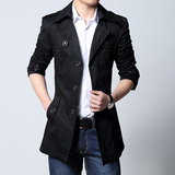 2016春季男士风衣韩版修身型薄款外套中长款青少年春秋学生装大码