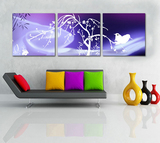 F抽象风景鸟鸣蝴蝶紫色浪漫无框画现代简约客厅装饰画沙发背景墙