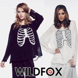 2015 新WILDFOX 正品骨骼破洞 薄款 针织衫 骷髅珠片 破洞毛衣