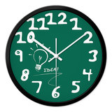 摩门公寓客厅时尚创意静音挂钟绿色手绘灯泡个性挂表石英钟时钟表