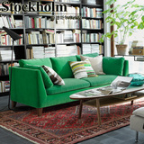 北欧现代斯德哥尔摩简约现代美式布艺绒布/棉麻三人沙发