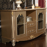 翰普顿家具 欧式餐边柜 实木雕花 复古法式奢华香槟金储物柜 餐柜