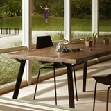 美式实木餐桌椅 loft复古做旧铁艺工作室办公桌咖啡桌长方形 书桌