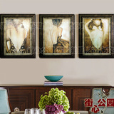 欧式美式复古高档乡村人物油画美女手绘客厅玄关竖版卧室餐厅定制