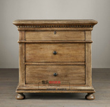 特价美式法式乡村实木床头柜欧式复古做旧储物柜斗柜简约家具定制