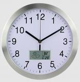 日月 12英寸静音挂钟客厅挂钟表进口日本丽声机芯温度计天气钟表