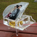 送女友七夕礼物 创意八音盒 水晶钢琴音乐盒 水晶小钢琴 钢琴模型