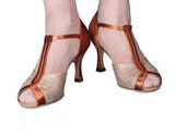 舞蹈鞋贝蒂舞鞋女式拉丁舞鞋子中跟高跟深肤亚麻鱼嘴凉鞋正品现货