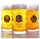 无铅玻璃超大1L升德国啤酒杯 扎啤杯 1000ml 带把加厚款