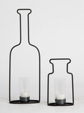 简约现代 黑色铁艺配玻璃罩酒瓶造型烛台 家具家居软装饰品摆设