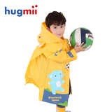 hugmii儿童雨衣雨披带书包位韩国卡通男女童学生套装电动车后座