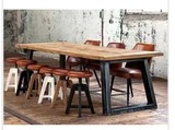 LOFT简约现代餐桌全实木设计办公桌原木书桌会议长桌写字台电脑桌