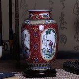 景德镇陶瓷器手绘仿古粉彩花瓶人物客厅家居台面摆件装饰工艺品