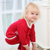 马克珍妮 女童宝宝秋冬季针织套装 婴幼儿童羊毛毛衣+毛裤两件套