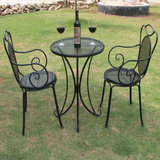 特欧式铁艺桌椅 户外阳台庭院茶几圆桌组合三件套餐桌 椅子小户型